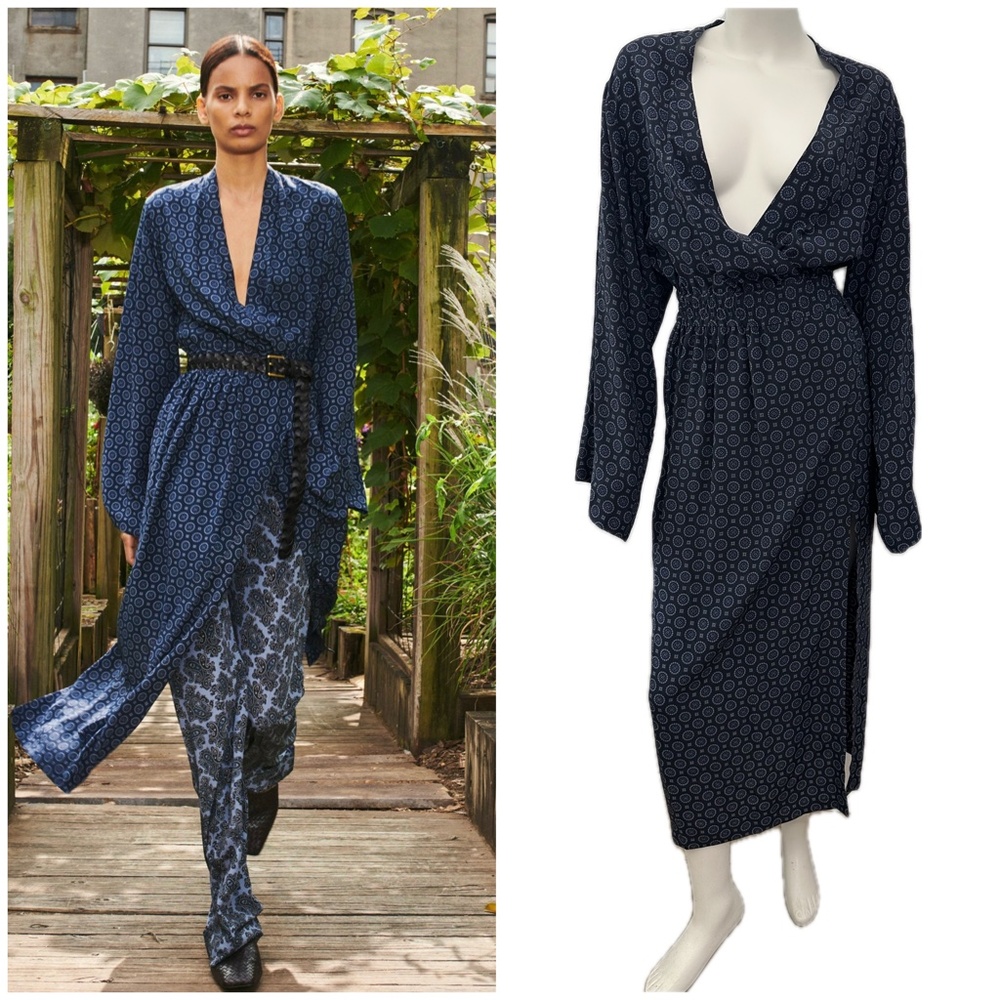 Michael Kors Collection Black Patterned Long Sleeve Dress